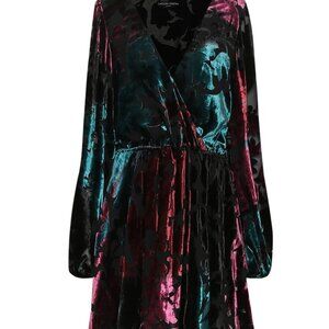 Caroline Constas Olena Burnout Velvet Teal Wine Real Blue Green Black